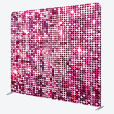Aperturee - Aperturee Hot Pink Glitter Sequin Party Square Tension Backdrop